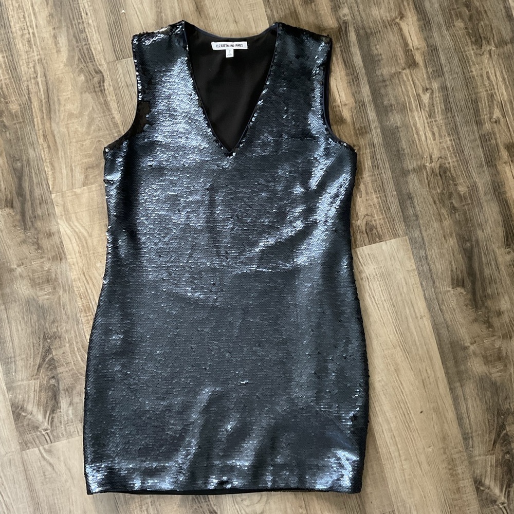 Elizabeth and James Women's Wesley Sleeveless Black/Navy Sequin Dress Sz 2